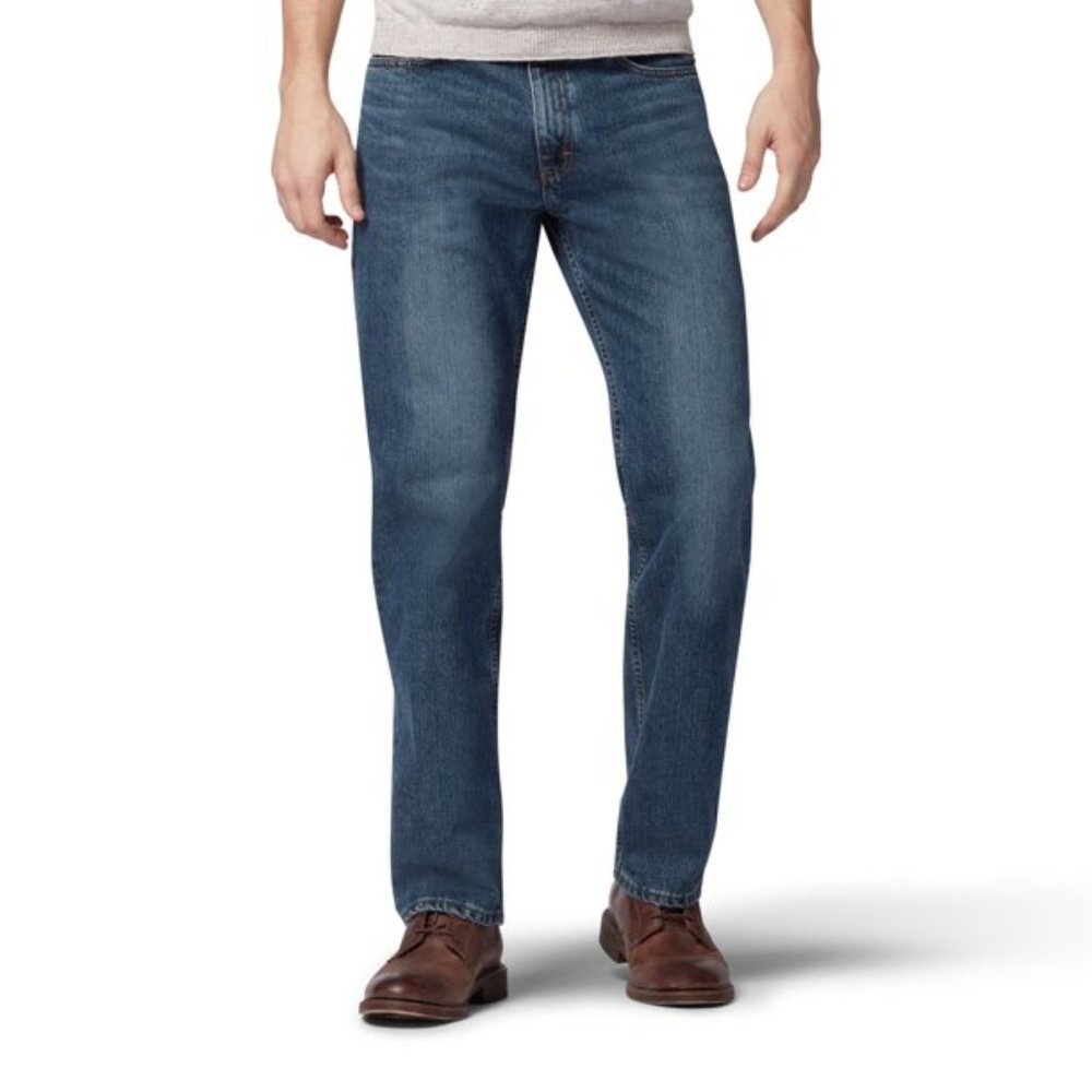 Lee Regular Fit Men’s Cotton Stretch Straight Leg Blue Jeans 40x 30